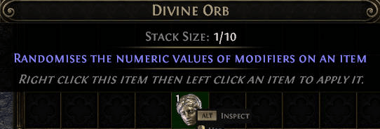 Example of a Divine Orb in Path of Exile 2