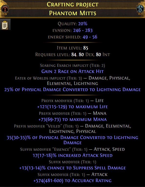 PoE_Crafted Gloves