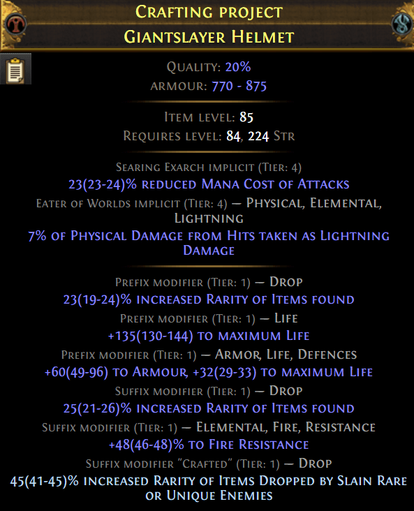 Crafted Giantslayer Helmet