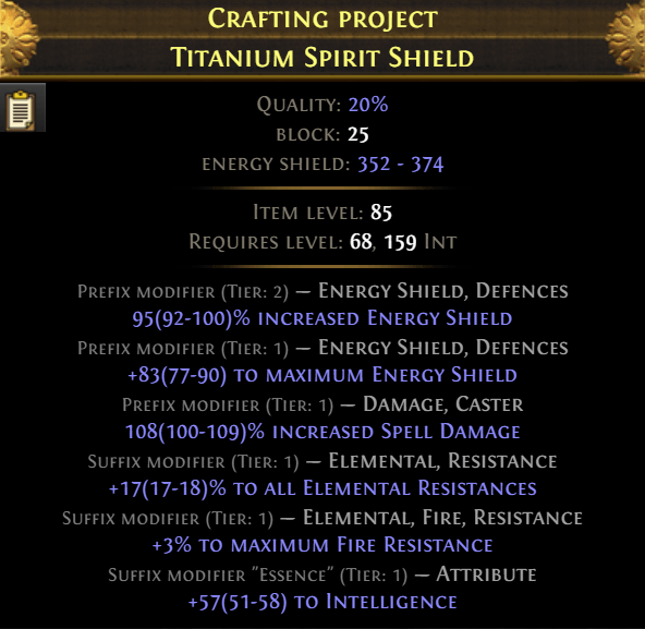 Crafted Titanium Spirit Shield
