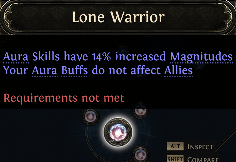 Lone Warrior passive skill in PoE 2