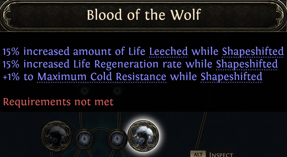 Blood of the Wolf notable passive skill in Path of Exile 2