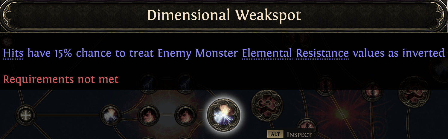 Dimensional Weakspot notable passive skill in Path of Exile 2