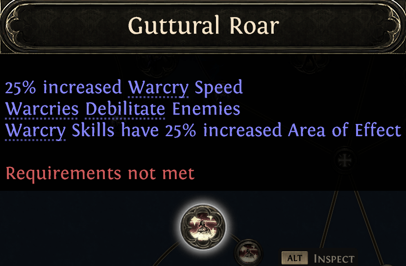 Guttural Roar passive skill in PoE 2