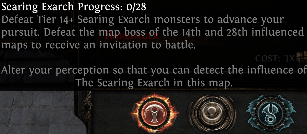 Map Device showing Searing Exarch and Eater of Worlds icons