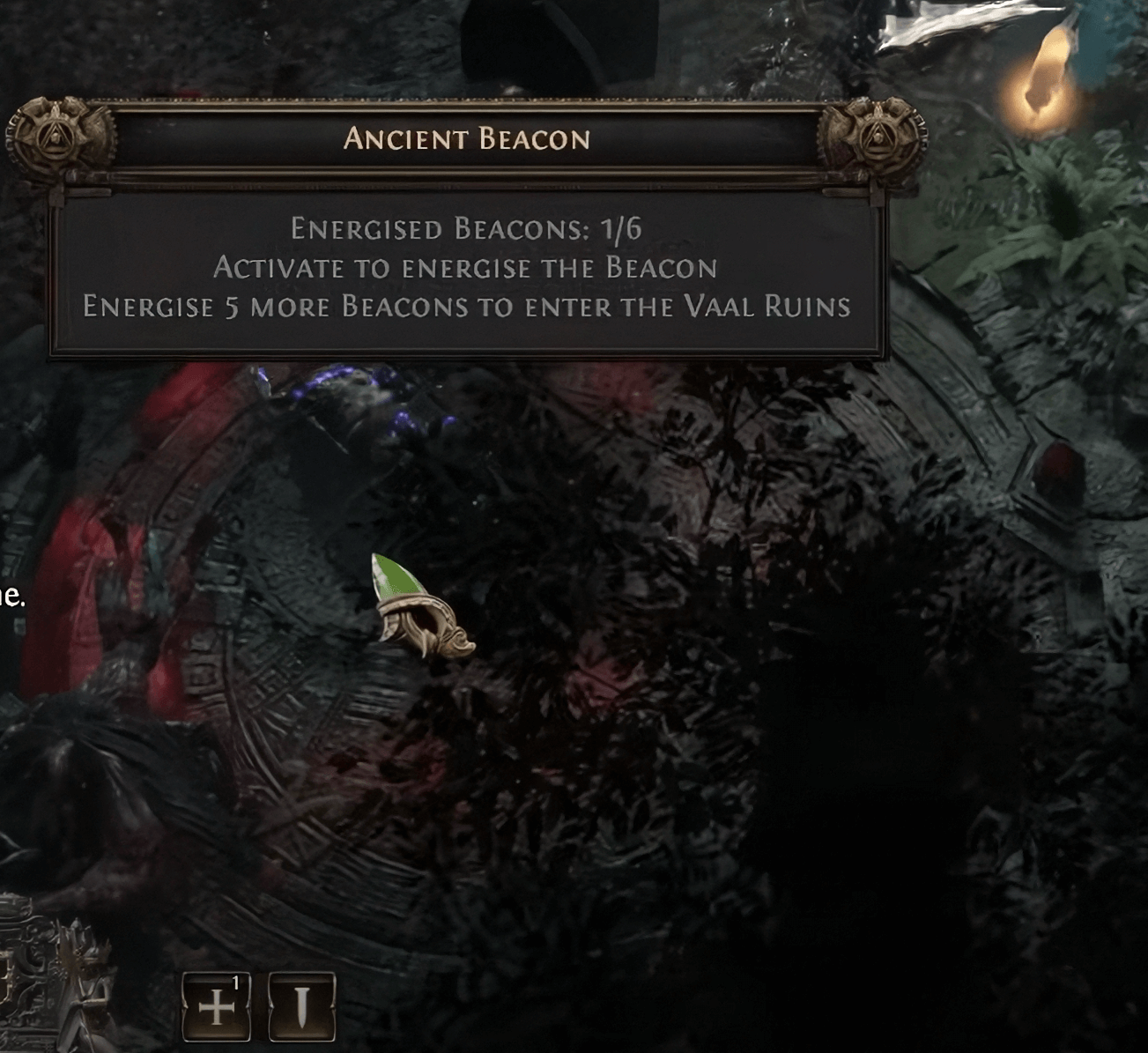 Ancient Beacon area powering up and opening a portal to the Vaal Ruins