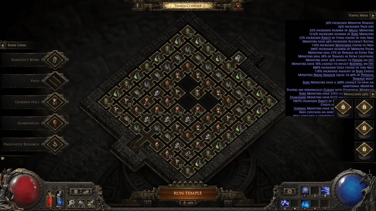 Vaal Ruins room layout showing Garrison placement bonuses