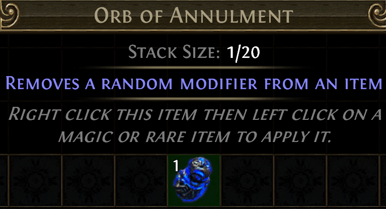 Orb of Annulment Path of Exile remove modifier currency