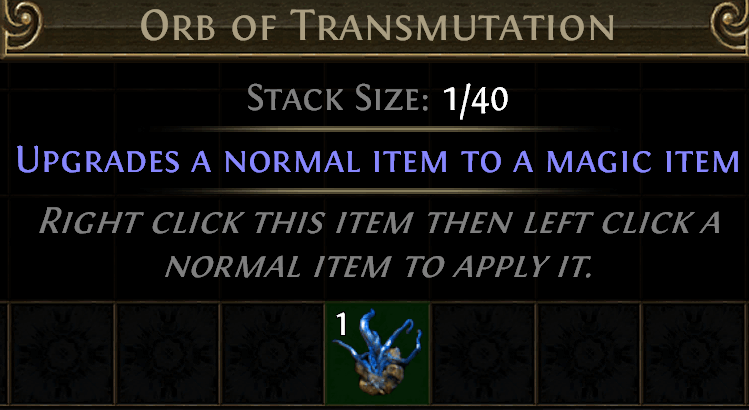 Orb of Transmutation Path of Exile crafting currency