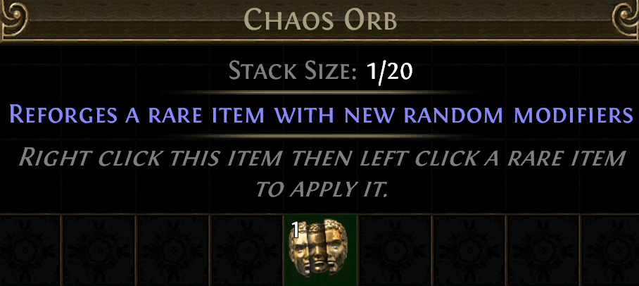 Chaos Orb Path of Exile reroll rare item modifiers