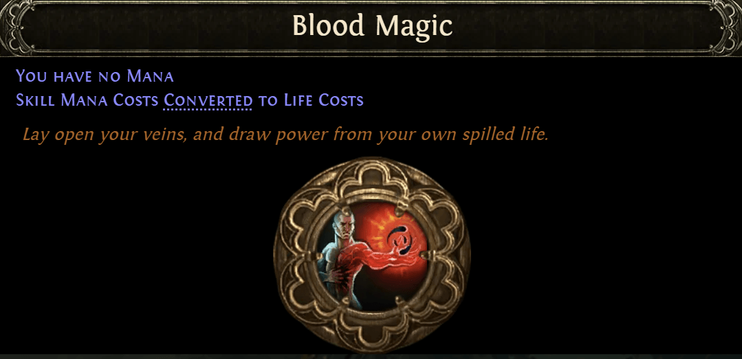 Blood Magic keystone passive in Path of Exile 2