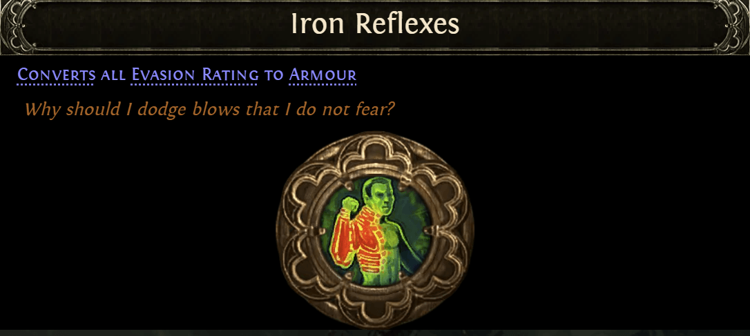 Iron Reflexes keystone passive in Path of Exile 2