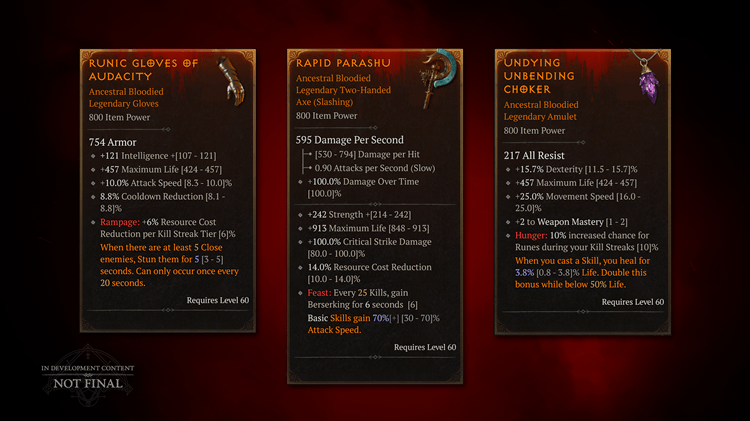 Diablo 4 Bloodied Items PTR