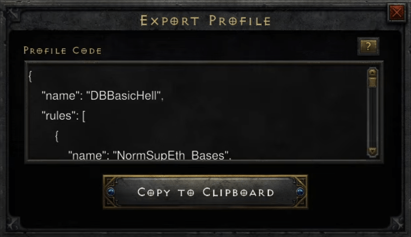 Export Loot Filter Profile