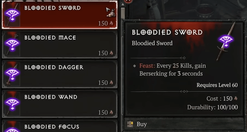 Bloodied Items in Diablo 4