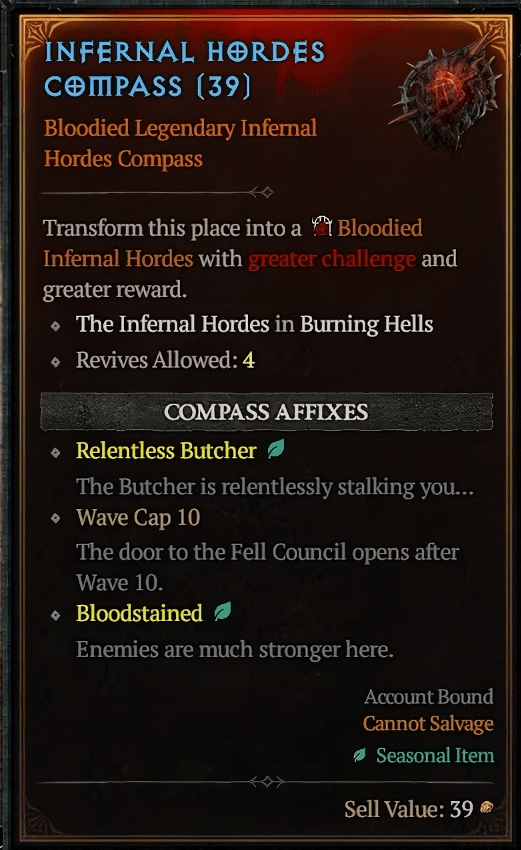 Bloodied Infernal Hordes Diablo 4 Season 12