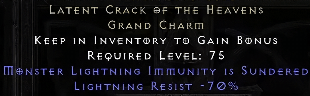 Latent Crack of the Heavens sunder charm stats Diablo 2 Resurrected