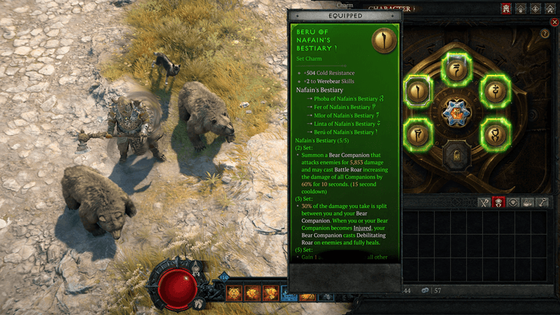 Diablo 4 Talisman system showing Seal and Charm slots for bonuses
