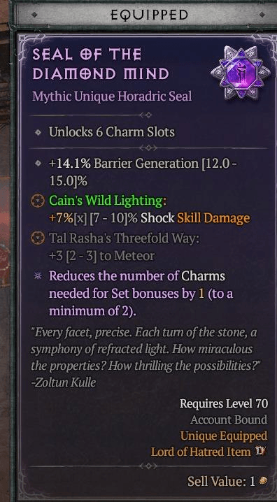 Horadric Seal with charm slots