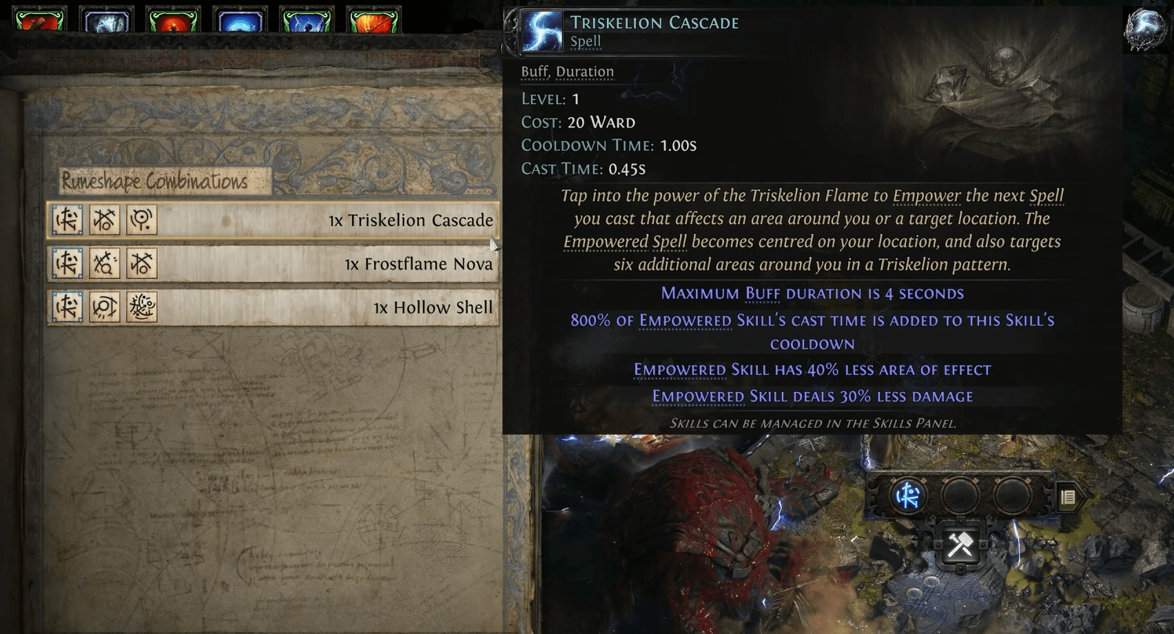 Triskelion Cascade skill in PoE 2