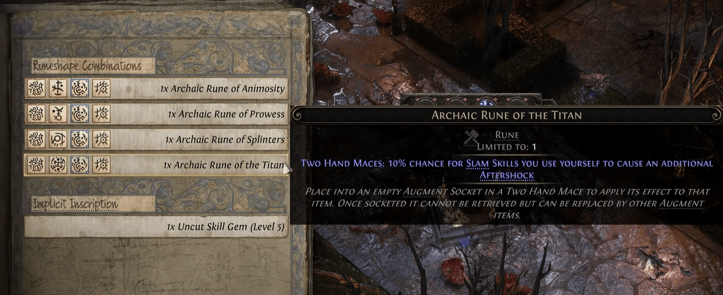 Archaic Rune of the Titan in PoE 2