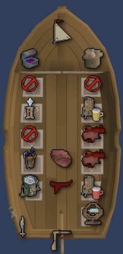 Combat ship layout with cannons