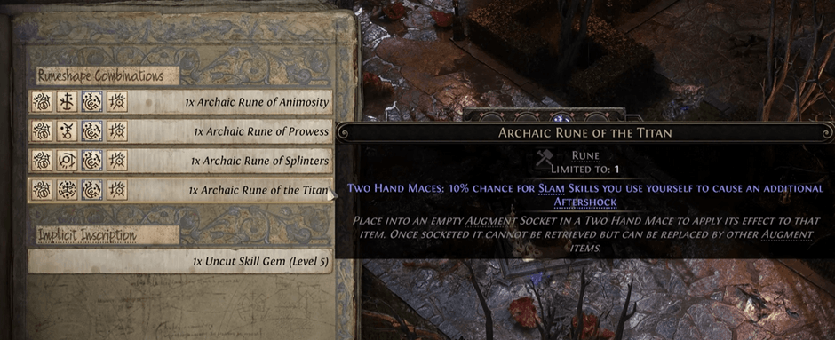 PoE 2 Remnants rune interface