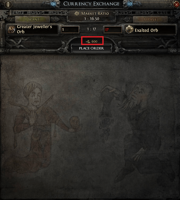 PoE 2 Currency Exchange Gold fee
