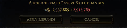 PoE 2 passive skill refund Gold cost