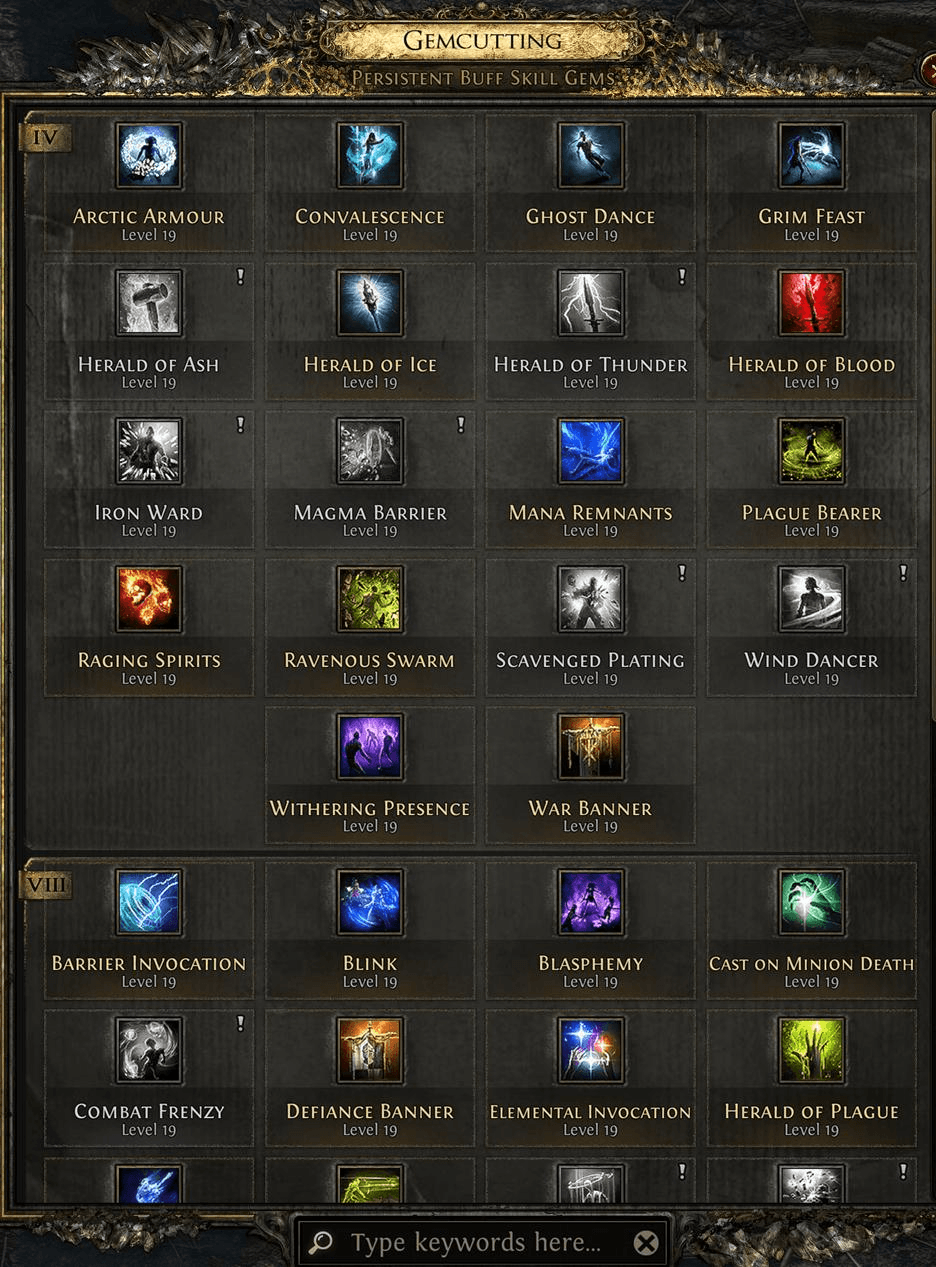 persistent buff skill gems