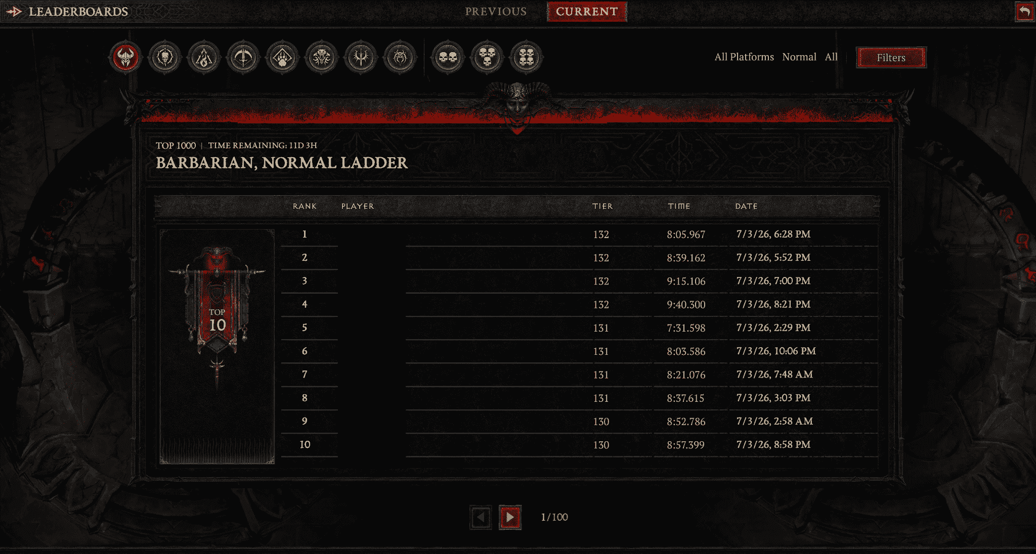 Diablo 4 Tower Leaderboards