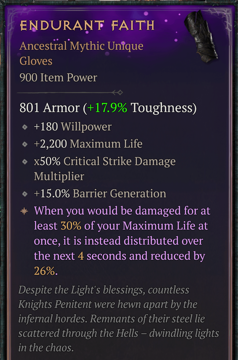 D4 Mythic Endurant Faith