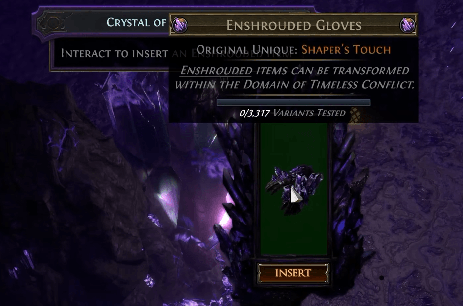 Enshrouding Crystal in Path of Exile