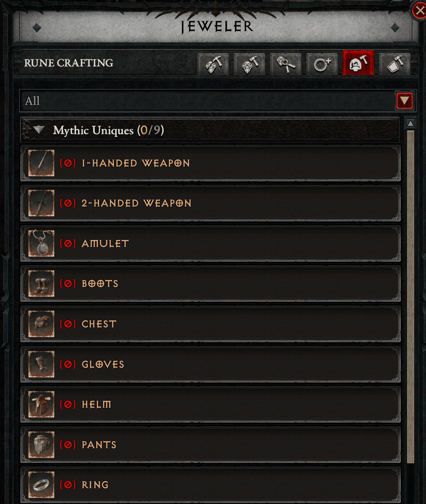 Jeweler Mythic Unique crafting in Diablo 4